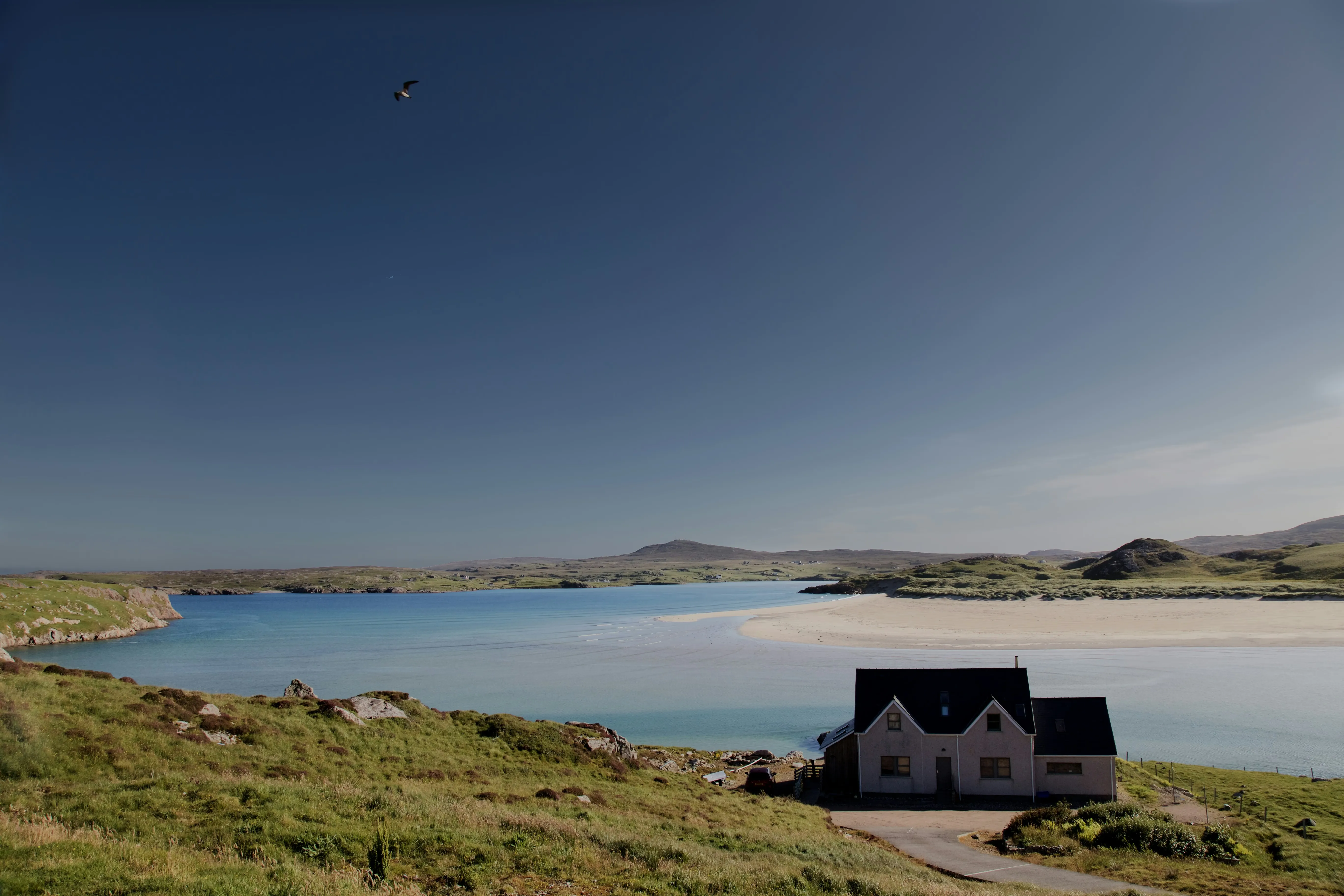 Scenic coastline with houses